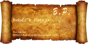 Bebők Patrik névjegykártya